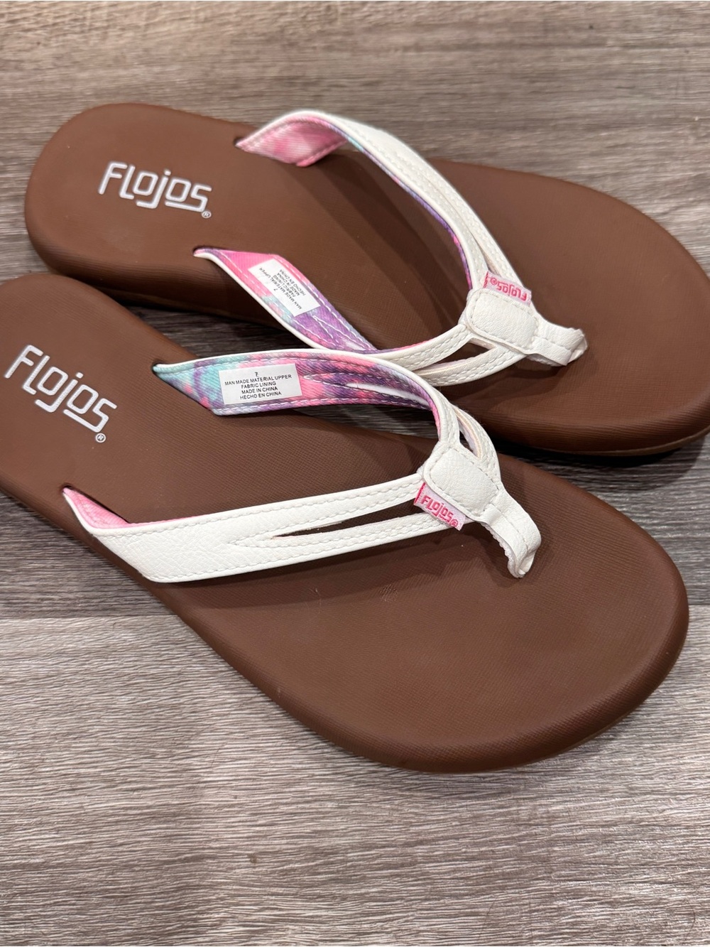 Flojos Flip Flops Womens Size 7 Brown Tan Sandals Casual Comfort Beach Thong